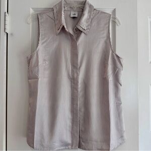 CAbi Women's Striped Button Down Shirt - Gray and White